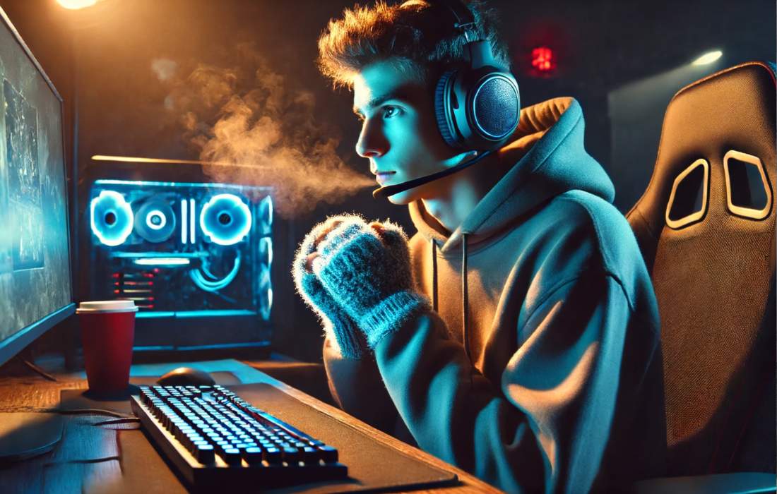 Gamer having cold hands while gaming