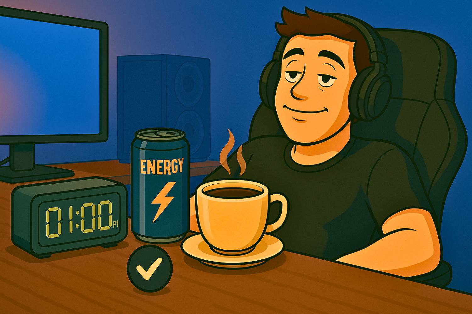 Gaming stop drinking energy drink and coffee